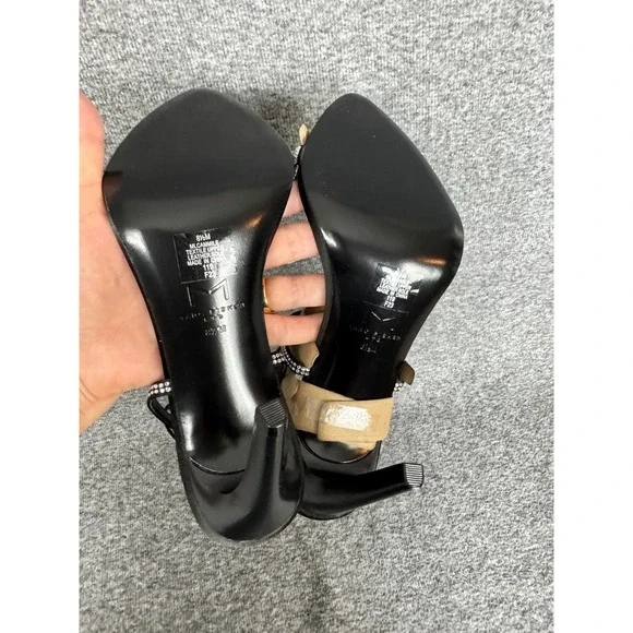 Marc Fisher LTD Black Rhinestone Strappy Stiletto Heels Size 8.5M Glam - Picture 10 of 11
